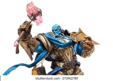 Istanbul, Turkey - April 09, 2015: Draenei characters from the world of warcraft game. Action figures. 2007 Dc Unilimited, Dc Comics and Blizzard Entertainment, Inc. All Right Reserved.
