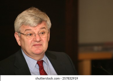 ISTANBUL, TURKEY - APRIL 11: Famous German Politician Joschka Fischer Portrait On April 11, 2008 In Istanbul, Turkey. He Served As Foreign Minister And Vice Chancellor Of Germany From 1998 To 2005.