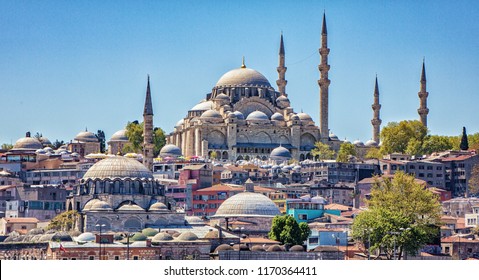 Istanbul, Turkey / April 16, 2016 - Blue mosque overlooks the city since medieval times