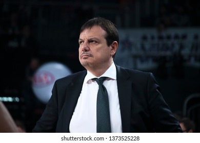 ISTANBUL / TURKEY - APRIL 17, 2019: Coach Ergin Ataman During Turkish Airlines EuroLeague 2018-19 Play-Off Game 1 Anadolu Efes Vs Barcelona Lassa At Sinan Erdem Dome.