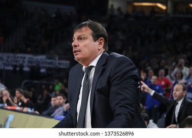 ISTANBUL / TURKEY - APRIL 17, 2019: Coach Ergin Ataman During Turkish Airlines EuroLeague 2018-19 Play-Off Game 1 Anadolu Efes Vs Barcelona Lassa At Sinan Erdem Dome.