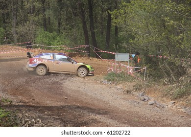 ISTANBUL, TURKEY - APRIL 18: Jari Matti Latvala Drives A BP AbuDhabi Team Ford Focus RS WRC 09 Car During Rally Of Turkey 2010 WRC Championship, Mudarli Stage On April 18, 2010 In Istanbul, Turkey