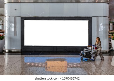 Istanbul / Turkey - April 21, 2019; New Istanbul Airport Terminal. Third Istanbul Airport. Advertising Board In The Lounge.