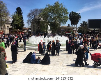 Eyüp, Istanbul, Turkey - April 23, 2019: Daily Life Around Eyüp Sultan Mosque.