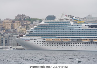 ISTANBUL, TURKEY - APRIL 30, 2022: Costa Venezia Cruise Ship In Galataport Istanbul. Ship Is 135,225 GT And 5,260 Capacity