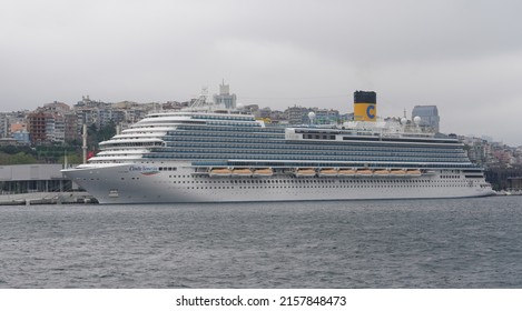 ISTANBUL, TURKEY - APRIL 30, 2022: Costa Venezia Cruise Ship In Galataport Istanbul. Ship Is 135,225 GT And 5,260 Capacity