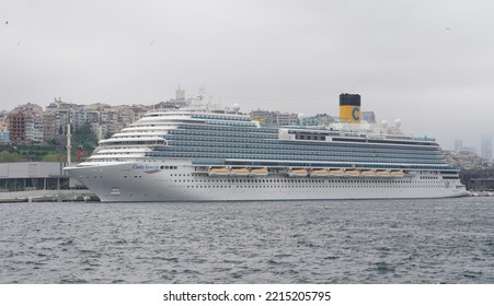 ISTANBUL, TURKEY - APRIL 30, 2022: Costa Venezia Cruise Ship In Galataport Istanbul. Ship Is 135,225 GT And 5,260 Capacity