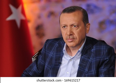 ISTANBUL, TURKEY - AUGUST 05: The Portrait of Turkey's Prime Minister Recep Tayyip Erdogan on August 05, 2012 in Istanbul, Turkey. 