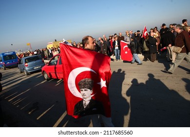 Istanbul, Turkey - August 12, 2011: Unions And Organizations Affiliated With The Republican People's Party (CHP) Came To Silivri Prison To Protest The Ergenekon Case.