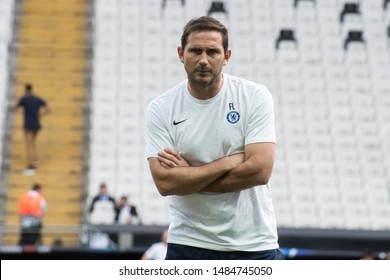 Istanbul, Turkey - August 13, 2019: Legend Frank Lampard A Manager (head Coach) Of Chelsea FC On The Field In The Pre-match Training Before The UEFA Super Cup.