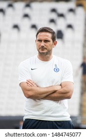 Istanbul, Turkey - August 13, 2019: Legend Frank Lampard A Manager (head Coach) Of Chelsea FC On The Field In The Pre-match Training Before The UEFA Super Cup.