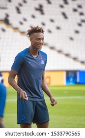 Istanbul, Turkey - August 13, 2019: Tammy Abraham On Pre Match Training Of Super Cup Chelsea Vs Liverpool