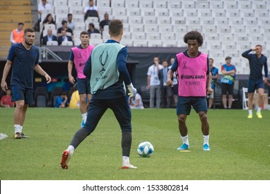 Istanbul, Turkey - August 13, 2019: Willian On Pre Match Training Of Super Cup Chelsea Vs Liverpool