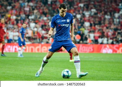 Istanbul, Turkey - August 14, 2019: Andreas Christensen During The UEFA Super Cup Finals Match Between Liverpool And Chelsea At Vodafone Park In Vodafone Arena, Turkey