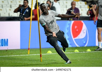 Istanbul, Turkey - August 14, 2019:  Sadio Mane  Before The UEFA Super Cup Finals Match Between Liverpool And Chelsea At Vodafone Park In Vodafone Arena, Turkey