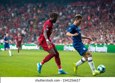 Istanbul, Turkey - August 14, 2019: Forward Liverpool FC Divock Origi During The Of Match UEFA Super Cup. Film Gains