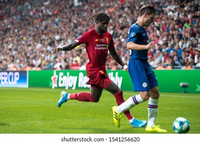 Istanbul, Turkey - August 14, 2019: Forward Liverpool FC Divock Origi During The Of Match UEFA Super Cup. Film Gains