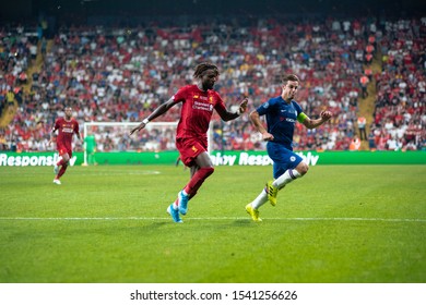 Istanbul, Turkey - August 14, 2019: Forward Liverpool FC Divock Origi During The Of Match UEFA Super Cup. Film Gains