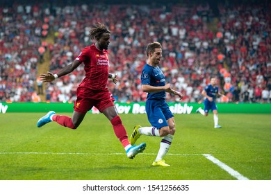 Istanbul, Turkey - August 14, 2019: Forward Liverpool FC Divock Origi During The Of Match UEFA Super Cup. Film Gains