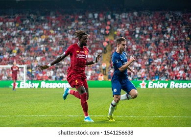 Istanbul, Turkey - August 14, 2019: Forward Liverpool FC Divock Origi During The Of Match UEFA Super Cup. Film Gains