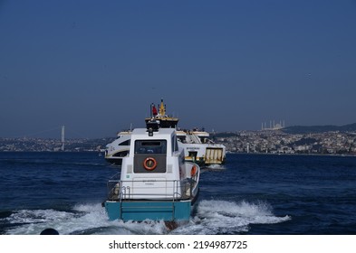 Istanbul, Turkey August 16,2022 : Istanbul Municipality Water Taxi And Car Ferry.