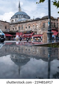 Istanbul Turkey
August 2022
Reflection Of Rüstem Pasha Mosque And Complex From Emin Front Square