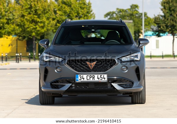 Istanbul, Turkey -\
August 30 2022 :  Cupra Formentor is a compact crossover SUV\
manufactured by the Spanish car manufacturer SEAT under their Cupra\
performance-oriented\
sub-brand.