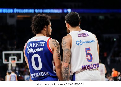 ISTANBUL / TURKEY - DECEMBER 20, 2019: Shane Larkin And Mike James During EuroLeague 2019-2020 Round 15 Basketball Game Between Anadolu Efes And CSKA Moscow At Sinan Erdem Dome.