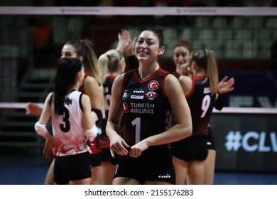 ISTANBUL, TURKEY - DECEMBER 21, 2021: Lauren Carlini in Turkish Airlines vs VK Dukla Liberec CEV Champions League Volley Match in Burhan Felek Sport Hall