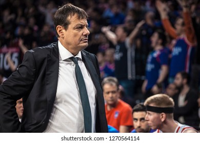 Istanbul / Turkey - December 7, 2018: Coach Ergin Ataman During EuroLeague 2018-19 Round 2 Basketball Game Anadolu Efes Vs Real Madrid At Sinan Erdem Dome.