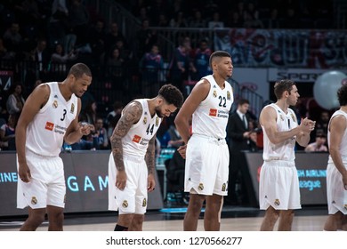 Istanbul / Turkey - December 7: Anthony Randolph, Jeffery Taylor, Walter Tavares, Fabien Causeur During   EuroLeague 2018-19 Round 2 Basketball Game Anadolu Efes Vs Real Madrid At Sinan Erdem Dome.