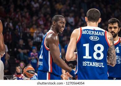 Istanbul / Turkey - December 7: Bryant Dunston And Adrien Moerman During EuroLeague 2018-19 Round 2 Basketball Game Anadolu Efes Vs Real Madrid At Sinan Erdem Dome.