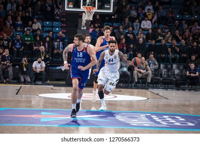 Istanbul / Turkey - December 7: Jeffery Taylor And Adrien Moerman During EuroLeague 2018-19 Round 2 Basketball Game Anadolu Efes Vs Real Madrid At Sinan Erdem Dome.