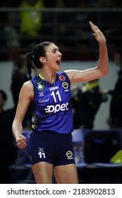 ISTANBUL, TURKEY - FEBRUARY 07, 2022: Naz Aydemir Akyol In Turk Hava Yollari Vs Fenerbahce Opet Turkish Sultans League Match In Burhan Felek Sport Hall