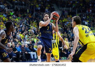 ISTANBUL / TURKEY - FEBRUARY 20, 2020: Facundo Campazzo During EuroLeague 2019-20 Round 24 Basketball Game Between Fenerbahce And Real Madrid At Ulker Sports Arena.