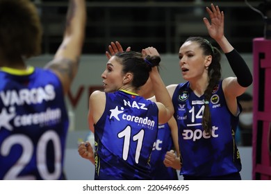 ISTANBUL, TURKEY - FEBRUARY 20, 2022: Naz Aydemir Akyol In Fenerbahce Opet Vs PTT Turkish Sultans League Match In Burhan Felek Sport Hall