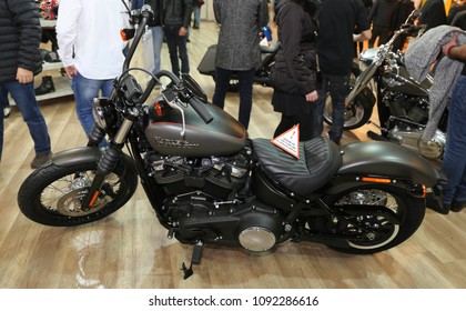 ISTANBUL, TURKEY - FEBRUARY 25, 2018: Harley-Davidson Motorcycle on display at Motobike Istanbul in Istanbul Exhibition Center