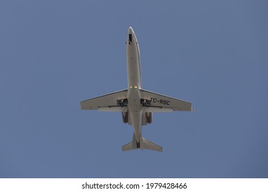 ISTANBUL, TURKEY - FEBRUARY 27, 2021: Redstar Aviation Bombardier Learjet 45 (CN 45-432) landing to Istanbul Ataturk Airport.