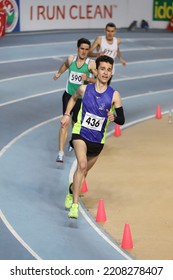 ISTANBUL, TURKEY - FEBRUARY 27, 2022: Athletes Running During Turkish Indoor Athletics Championships In Atakoy Athletics Arena