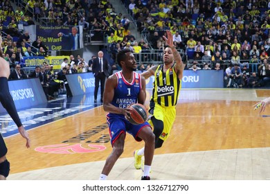 ISTANBUL / TURKEY - FEBRUARY 28, 2019: Rodrigue Beaubois During EuroLeague 2018-19 Round 24 Basketball Game Fenerbahce Vs Anadolu Efes At Ulker Sports Arena.