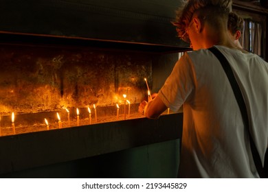 Istanbul Turkey; The Interior Of The Hagia Yorgi Church In Büyükada. Tourists Visit The Church And Make Wishes. 4 July 2022