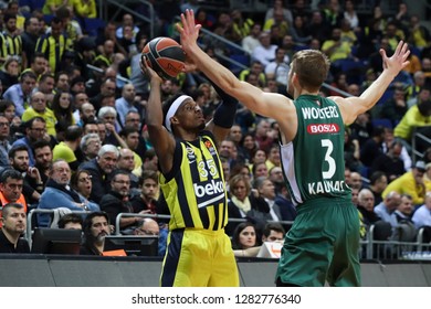 Istanbul / Turkey - January 10, 2019: Bobby Dixon And Nate Wolters During EuroLeague 2018-19 Round 18 Basketball Game Fenerbahce Beko Vs Zalgiris Kaunas At Ulker Sports Arena.