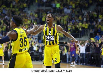 ISTANBUL / TURKEY - JANUARY 16, 2020: James Nunnally Celebrating The Score With Bobby Dixon During EuroLeague 2019-20 Round 20 Basketball Game Between Fenerbahce And Barcelona.