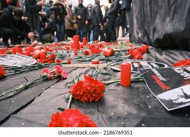 Istanbul, Turkey January 19, 2022: Hrant Dink Was Commemorated At The Place Where He Was Killed 15 Years Ago