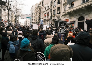 Istanbul, Turkey January 19, 2022: Hrant Dink Was Commemorated At The Place Where He Was Killed 15 Years Ago