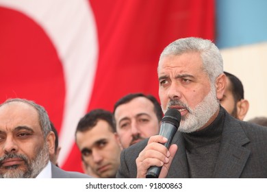 ISTANBUL, TURKEY - JANUARY 2 : Ismail Haniyeh, Prime Minister Of The Palestinian Administration In Gaza, Visited Mavi Marmara Ship On January 2, 2012 In Istanbul,Turkey.