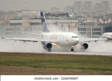 ISTANBUL, TURKEY JANUARY 7, 2012  MNG Airlines Landing At Atatürk International Airport