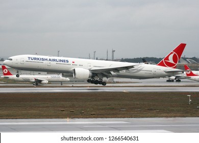 ISTANBUL, TURKEY JANUARY 8, 2012 Turkish Airlines Airplane Landing At Atatürk International Airport