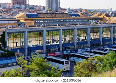 ISTANBUL, TURKEY - JULY 05, 2018: View of the Esenler Coach Terminal. Is the central and largest bus terminus for intercity bus service in Istanbul. The terminus is located in Bayrampasa district.
