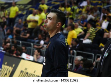 ISTANBUL / TURKEY, JUNE 13, 2019: Kostas Sloukas During Turkish Basketball Super League 2018-19 Play-Off Final Series Game 3 Between Fenerbahce Istanbul And Anadolu Efes.